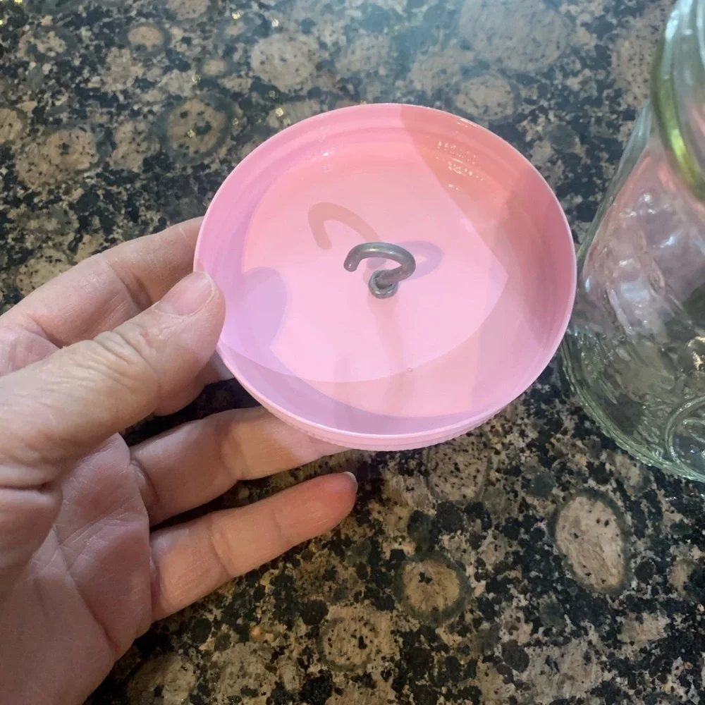 Pink Glass canister with Crystal Knob